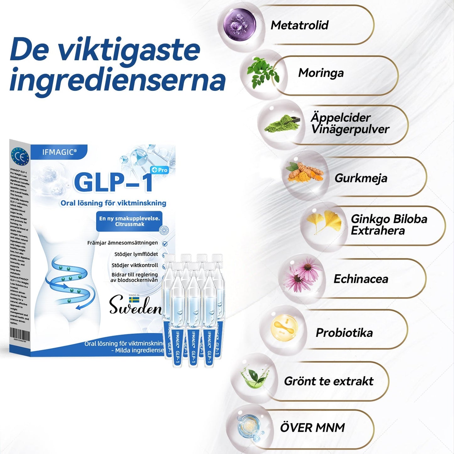 IFMAGIC® GLP-1 Pro Oral lösning för viktminskning 🌲En dos per dag – synliga resultat inom 7 dagar👩‍⚕️Lämplig för fetma, hjärt-kärlsjukdomar, diabetes, sömnapné, högt kolesterol och höga blodfetter, ledproblem med mera